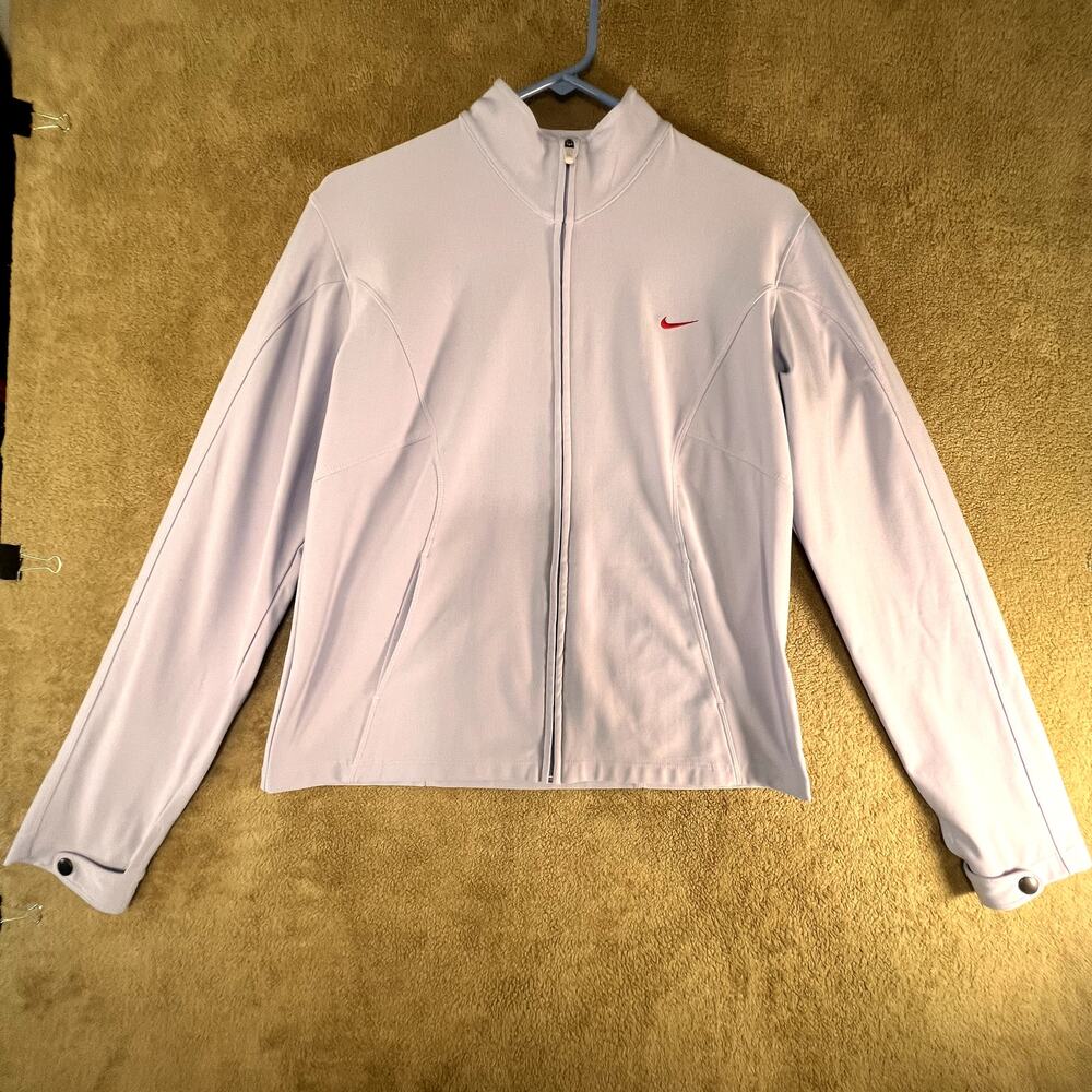 Nike Dri-Fit Womens Performance Full Zip Activewear Crop Purple Jacket Size L